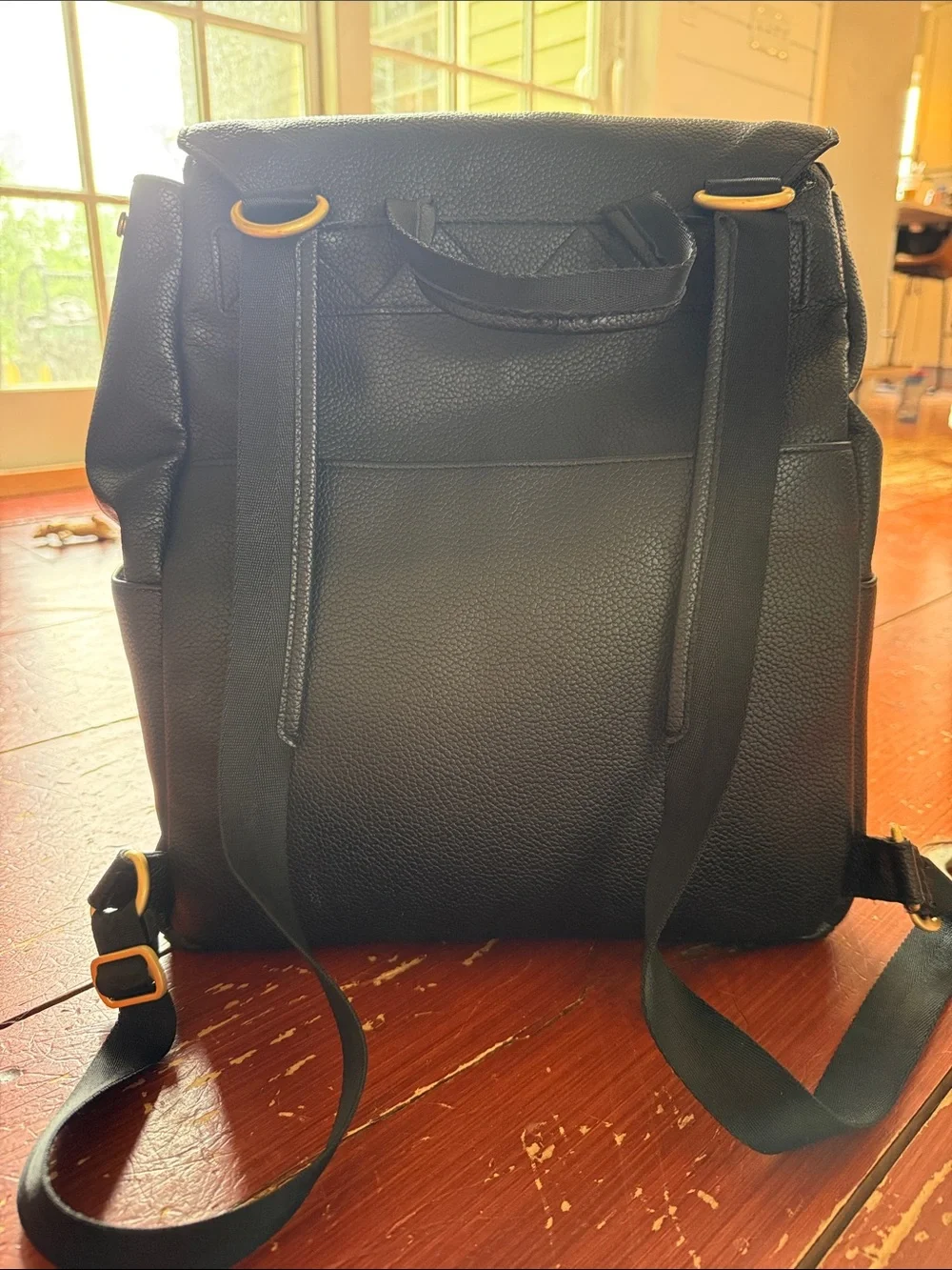 Freshly Picked Black Leather Diaper Bag